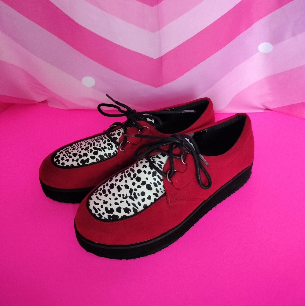 Red and Black/White platform shoes